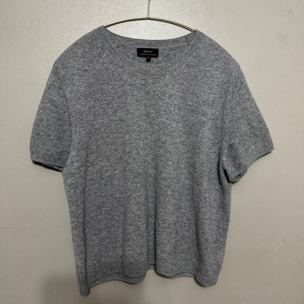 Quince 100% cashmere short sleeve sweater top size XL gray